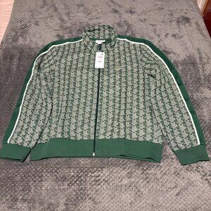 Lacoste Men's Paris Green Monogram Zip-up Track Jacket - USA Size X-Large - NWT